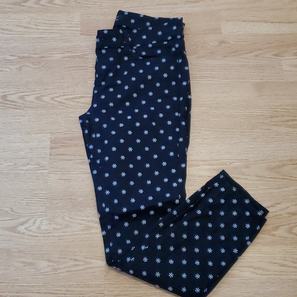 Ann Taylor navy dress pants with white flowers